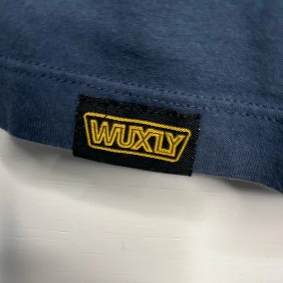 Wuxly XL Organic Cotton T-Shirt Made in Canada Origami Bird Logo Navy Blue - Picture 6 of 14